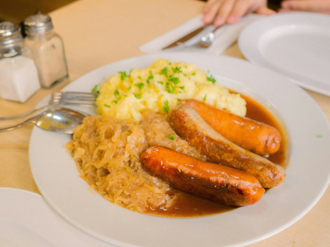 Pure Beef Sausage with Caramelised Onion & Mustard Mash